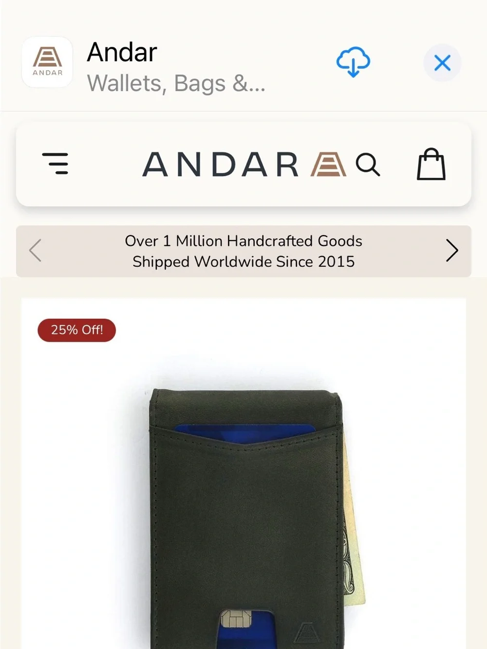 Andar Brown Leather Slim Card Wallet